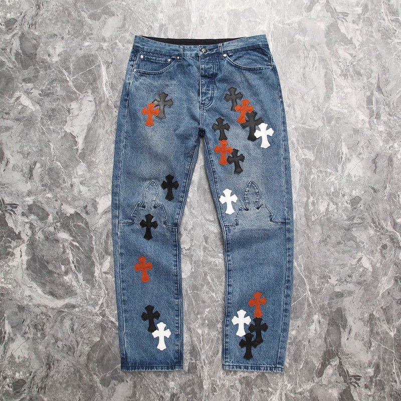 CHROME HEARTS 3 COLOR CROSS BLUE JEANS - Sin Sity Reps