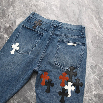 CHROME HEARTS 3 COLOR CROSS BLUE JEANS - Sin Sity Reps