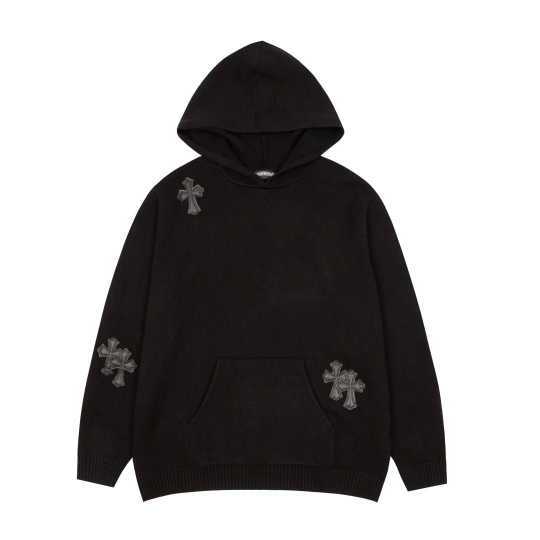 CHROME HEARTS BLACK CROSS PATCH HOODIE BLACK - Sin Sity Reps