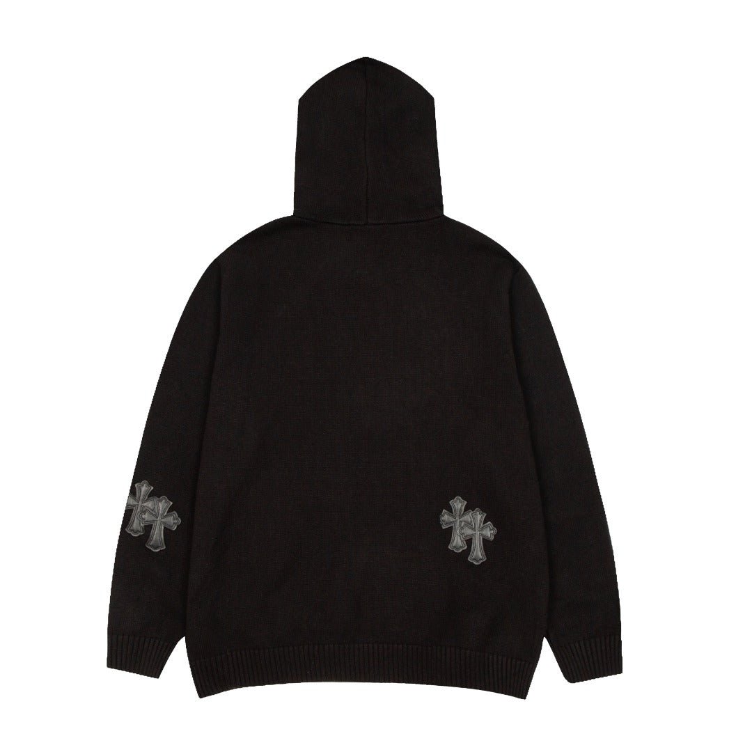 CHROME HEARTS BLACK CROSS PATCH HOODIE BLACK - Sin Sity Reps