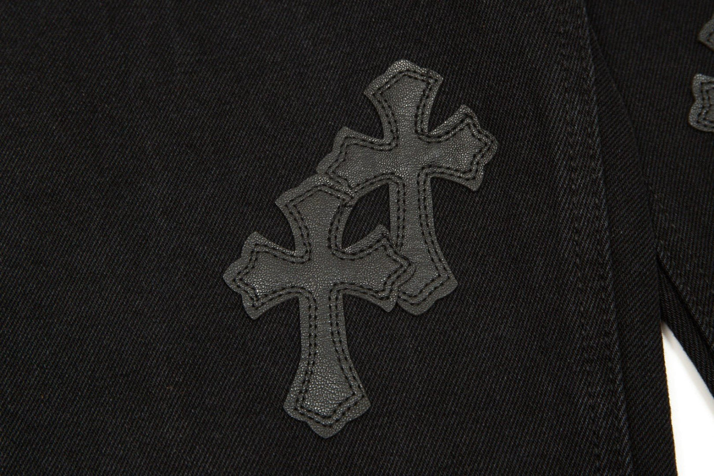 CHROME HEARTS BLACK CROSS PATCH JEANS BLACK - Sin Sity Reps