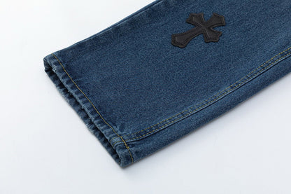 CHROME HEARTS BLACK CROSS PATCH JEANS DENIM - Sin Sity Reps