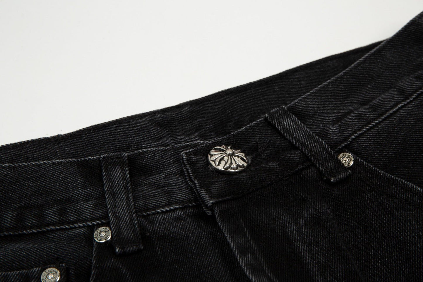 CHROME HEARTS BLACK CROSS PATCH JORTS BLACK - Sin Sity Reps