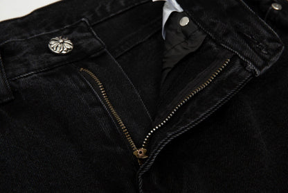 CHROME HEARTS BLACK CROSS PATCH JORTS BLACK - Sin Sity Reps