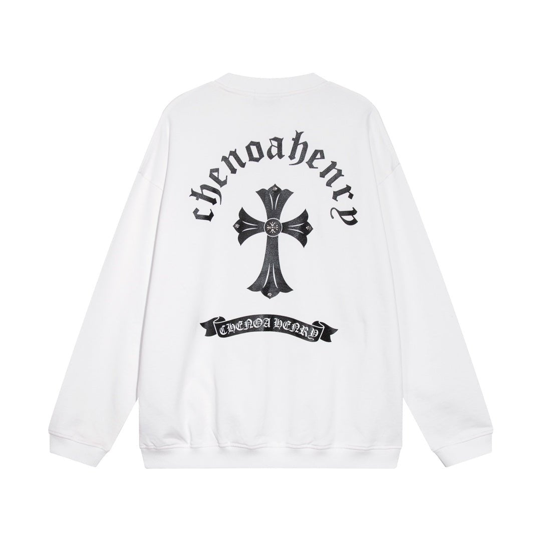 CHROME HEARTS BLACK CROSS SWEATSHIRT WHITE - Sin Sity Reps