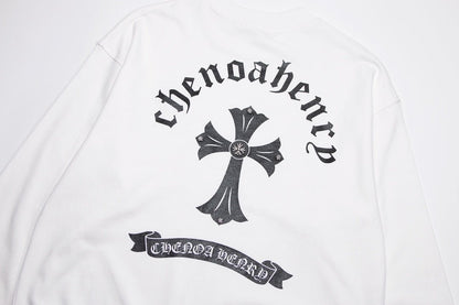 CHROME HEARTS BLACK CROSS SWEATSHIRT WHITE - Sin Sity Reps