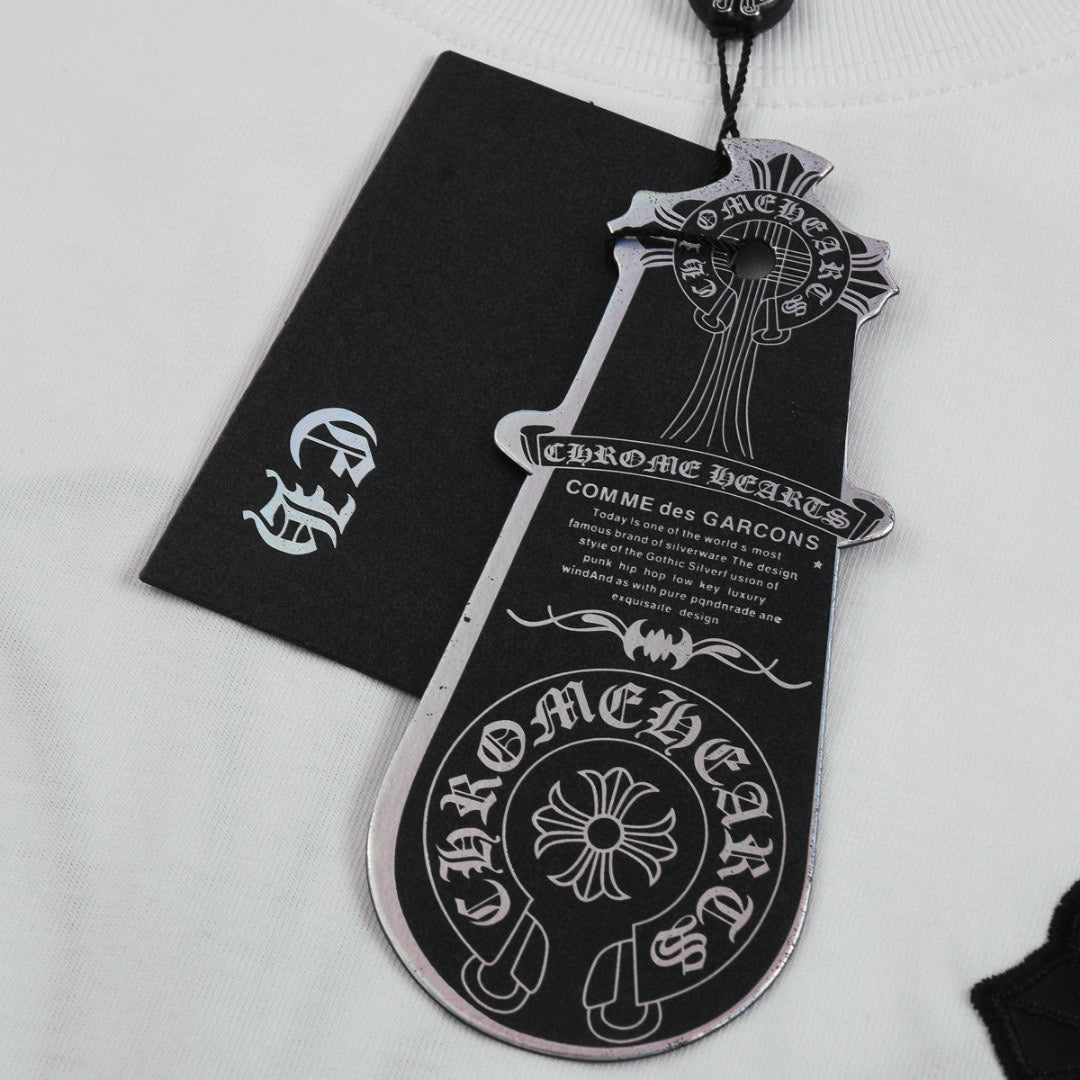 CHROME HEARTS BLACK CROSS T - SHIRT WHITE - Sin Sity Reps