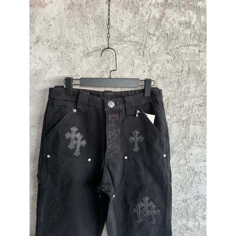 CHROME HEARTS BLACK DOUBLE KNEE CARPENTER JEANS - Sin Sity Reps