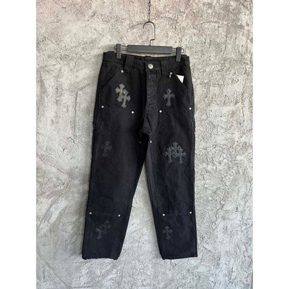 CHROME HEARTS BLACK DOUBLE KNEE CARPENTER JEANS - Sin Sity Reps