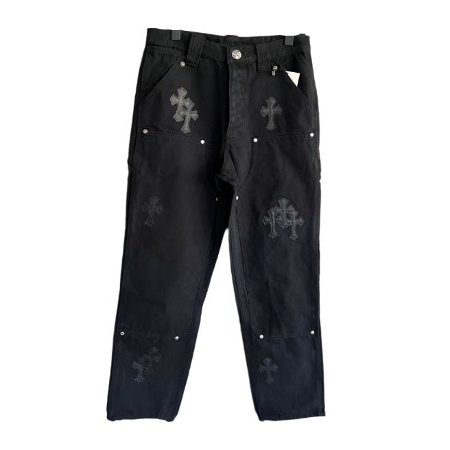 CHROME HEARTS BLACK DOUBLE KNEE CARPENTER JEANS - Sin Sity Reps