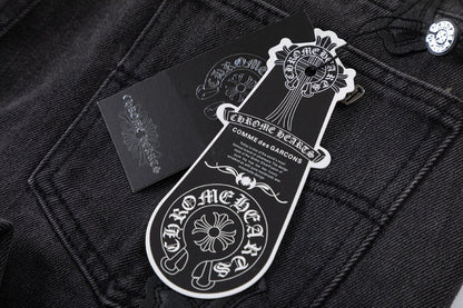 CHROME HEARTS BROWN CROSS PATCH JEANS BLACK - Sin Sity Reps