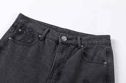 CHROME HEARTS BROWN CROSS PATCH JEANS BLACK - Sin Sity Reps