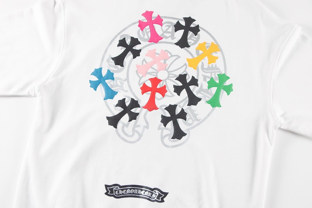 CHROME HEARTS COLORED CROSS HORSE SHOE LOGO SWEATSHIRT WHITE - Sin Sity Reps