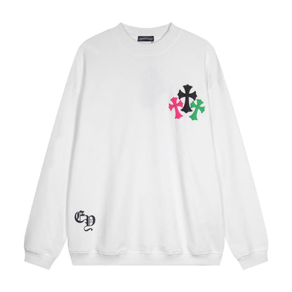 CHROME HEARTS COLORED CROSS HORSE SHOE LOGO SWEATSHIRT WHITE - Sin Sity Reps