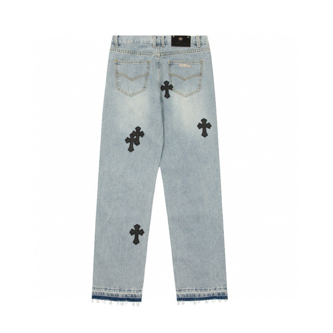 CHROME HEARTS CROSS PATCH JEANS VINTAGE BLUE - Sin Sity Reps