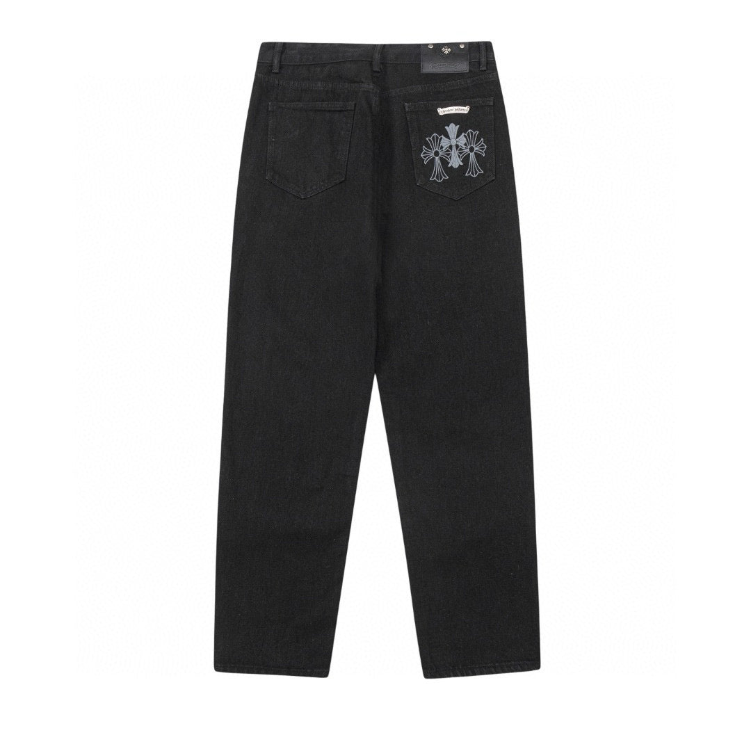 CHROME HEARTS DOUBLE CROSS JEANS BLACK - Sin Sity Reps