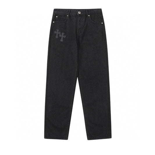 CHROME HEARTS DOUBLE CROSS JEANS BLACK - Sin Sity Reps