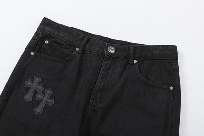 CHROME HEARTS DOUBLE CROSS JEANS BLACK - Sin Sity Reps