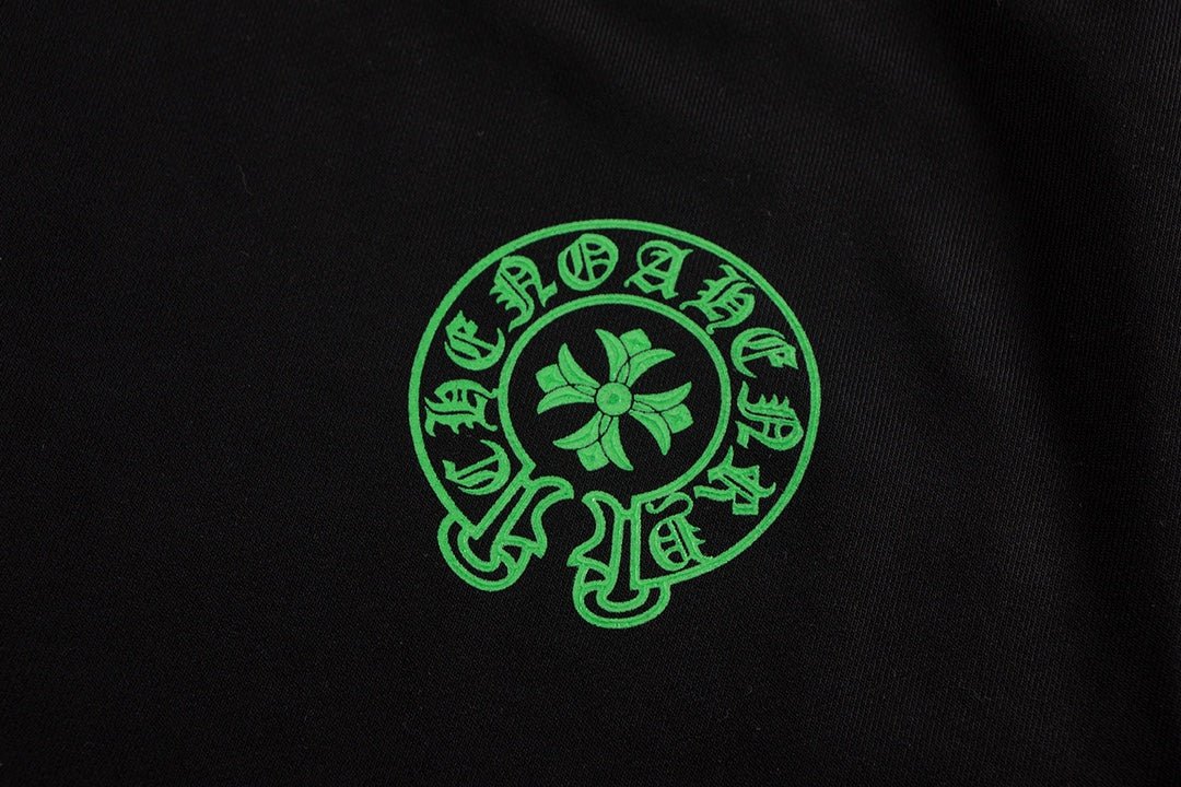 CHROME HEARTS GREEN HORSE SHOE LOGO SWEATSHIRT BLACK - Sin Sity Reps