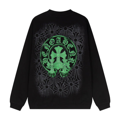 CHROME HEARTS GREEN HORSE SHOE LOGO SWEATSHIRT BLACK - Sin Sity Reps