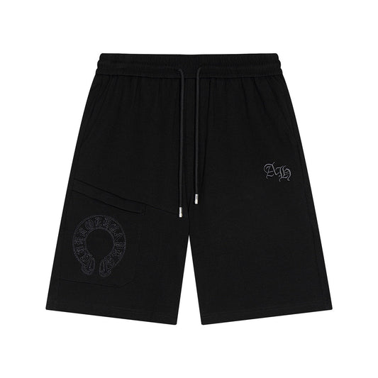 CHROME HEARTS HORSE SHOE LOGO SHORTS BLACK - Sin Sity Reps