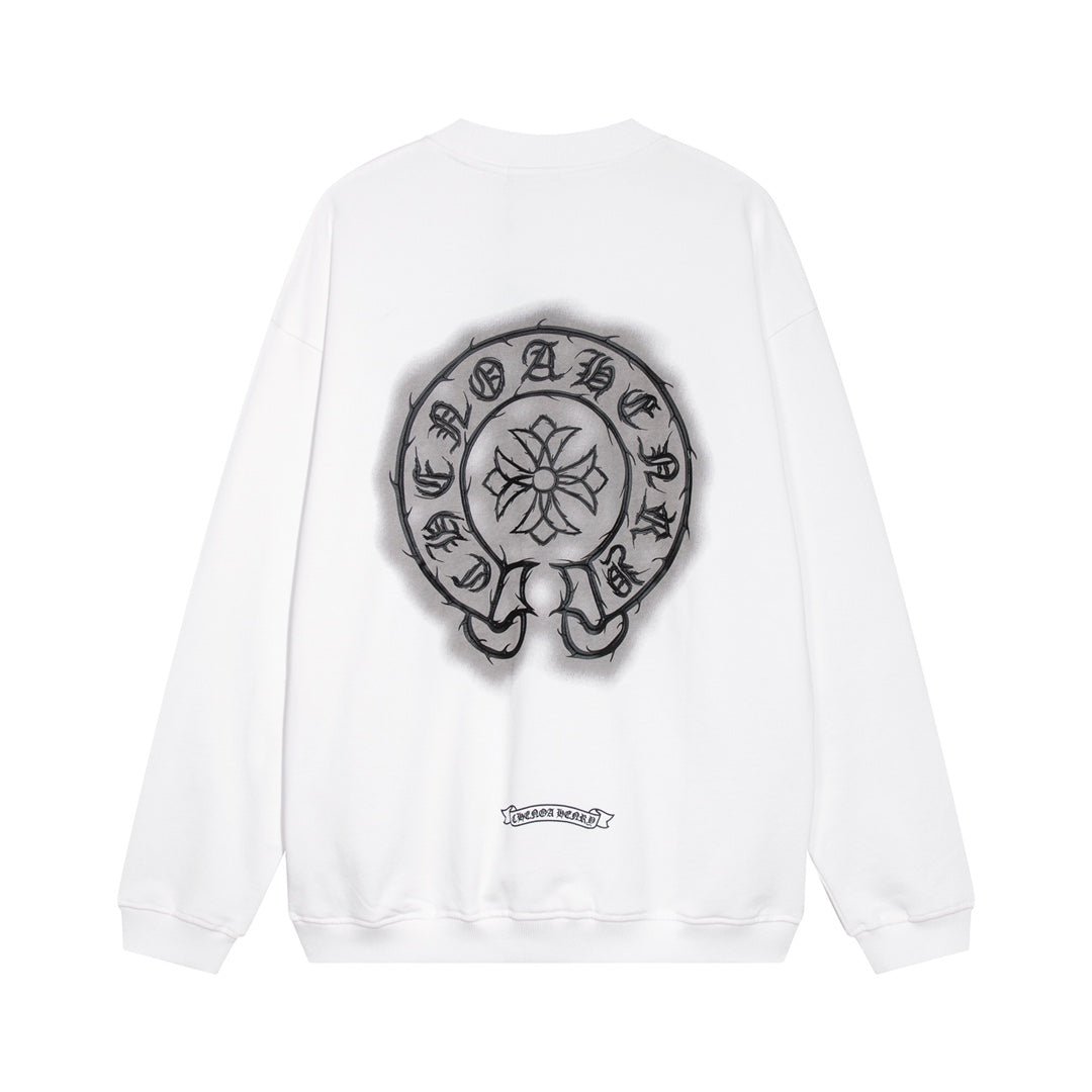 CHROME HEARTS HORSE SHOE LOGO SWEATSHIRT WHITE - Sin Sity Reps