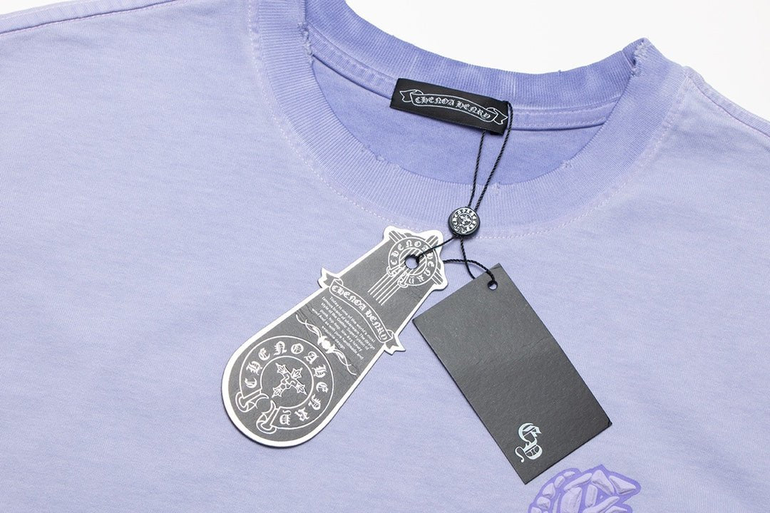 CHROME HEARTS HORSE SHOE LOGO T - SHIRT WASHED LIGHT BLUE - Sin Sity Reps