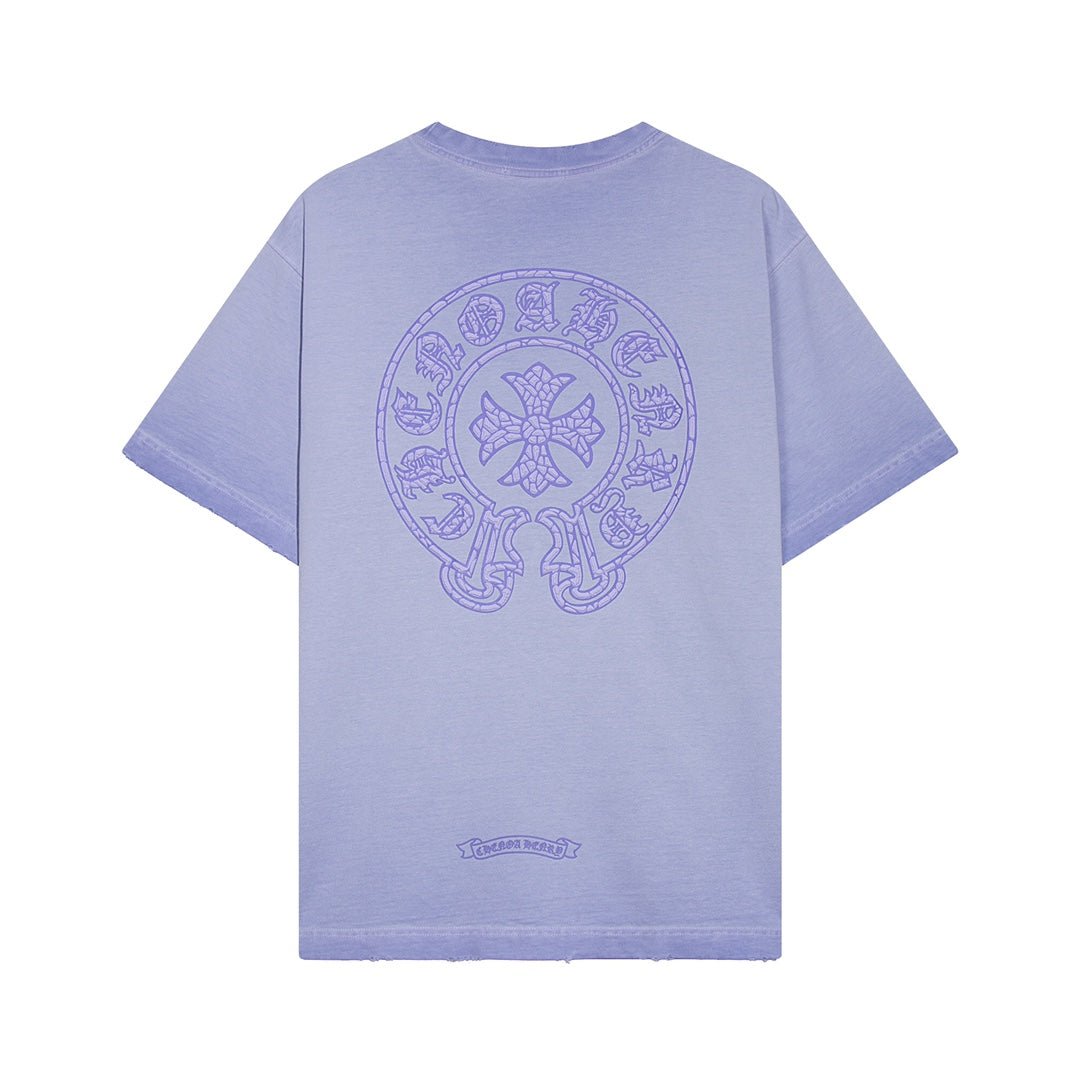 CHROME HEARTS HORSE SHOE LOGO T - SHIRT WASHED LIGHT BLUE - Sin Sity Reps