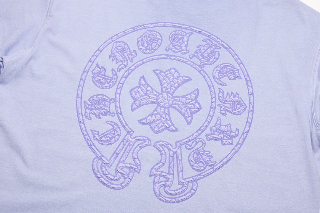 CHROME HEARTS HORSE SHOE LOGO T - SHIRT WASHED LIGHT BLUE - Sin Sity Reps