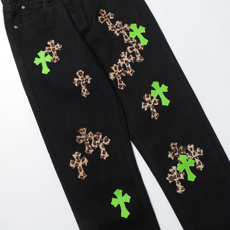 CHROME HEARTS JEANS BLACK GREEN LEOPARD - Sin Sity Reps