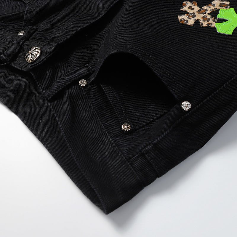 CHROME HEARTS JEANS BLACK GREEN LEOPARD - Sin Sity Reps