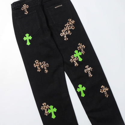 CHROME HEARTS JEANS BLACK GREEN LEOPARD - Sin Sity Reps