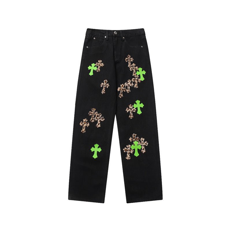 CHROME HEARTS JEANS BLACK GREEN LEOPARD - Sin Sity Reps