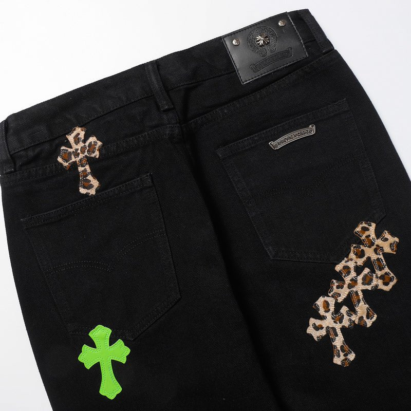 CHROME HEARTS JEANS BLACK GREEN LEOPARD - Sin Sity Reps