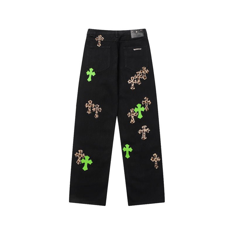 CHROME HEARTS JEANS BLACK GREEN LEOPARD - Sin Sity Reps