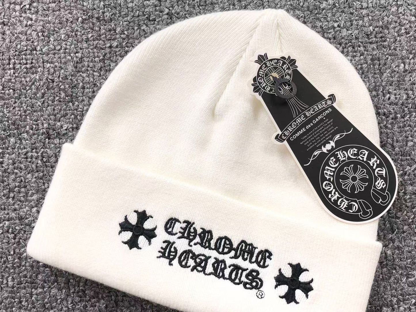 CHROME HEARTS LOGO BEANIE WHITE - Sin Sity Reps