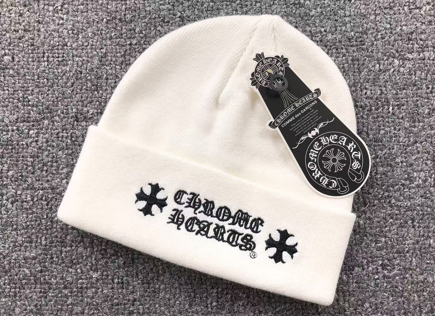 CHROME HEARTS LOGO BEANIE WHITE - Sin Sity Reps