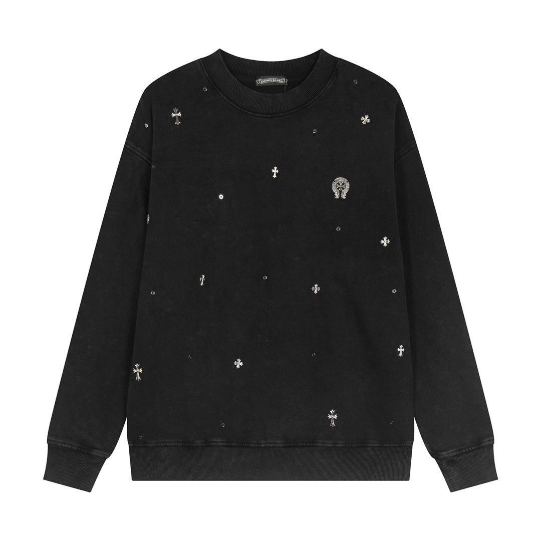 CHROME HEARTS METALLIC CROSS SWEATSHIRT BLACK - Sin Sity Reps