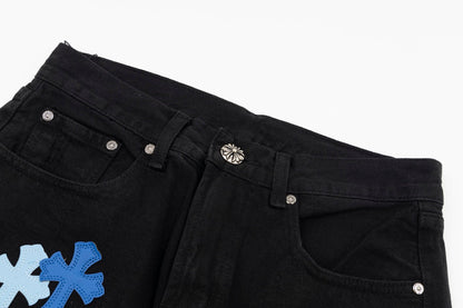 CHROME HEARTS MULTICOLOR CROSS PATCH JORTS BLACK - Sin Sity Reps