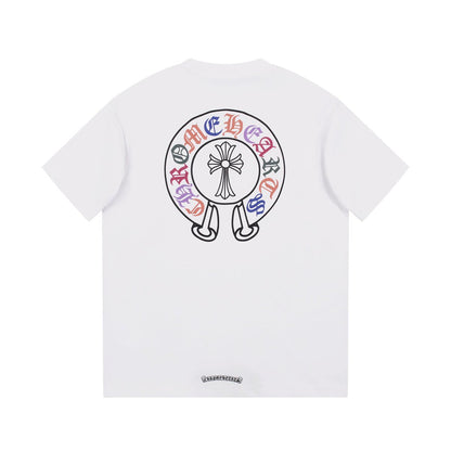 CHROME HEARTS MULTICOLOR HORSE SHOE LOGO T - SHIRT WHITE - Sin Sity Reps