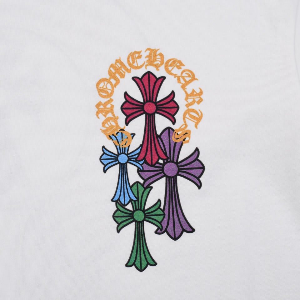 CHROME HEARTS MULTICOLOR HORSE SHOE LOGO T - SHIRT WHITE - Sin Sity Reps