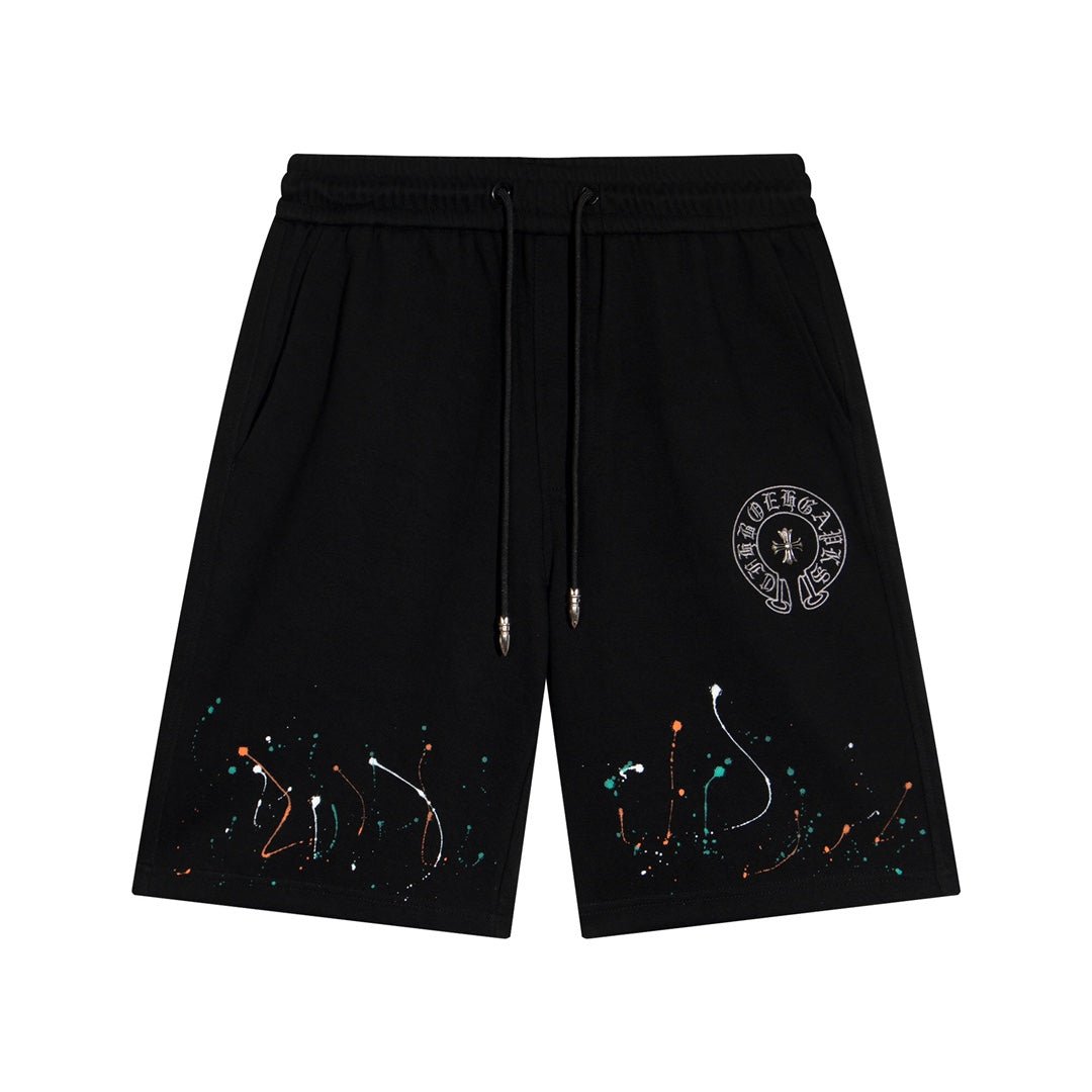 CHROME HEARTS PAINT DRIP SHORTS BLACK - Sin Sity Reps