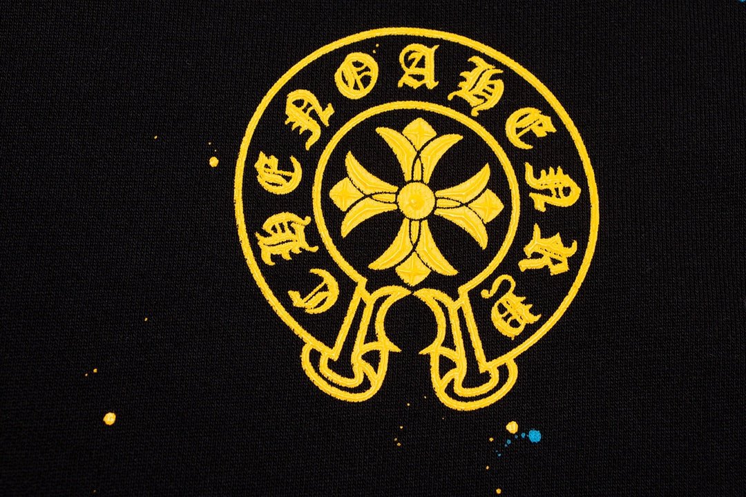 CHROME HEARTS PAINT DRIP YELLOW CROSS SWEATSHIRT BLACK - Sin Sity Reps