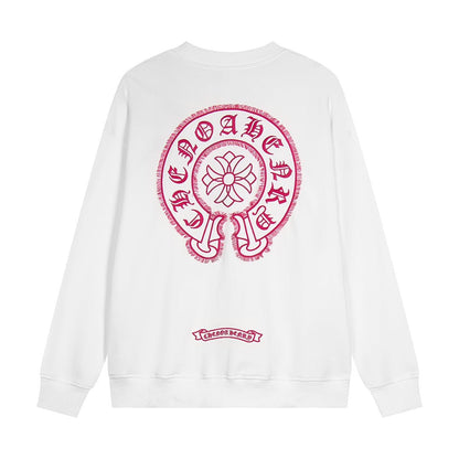 CHROME HEARTS PINK HORSE SHOE LOGO SWEATSHIRT WHITE - Sin Sity Reps