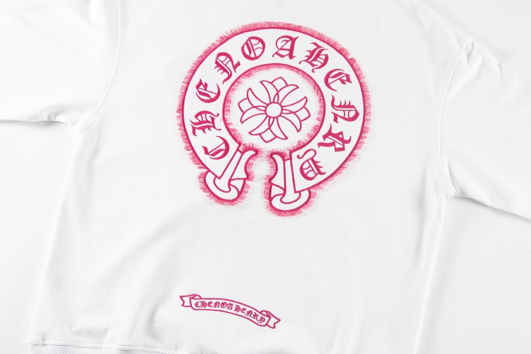 CHROME HEARTS PINK HORSE SHOE LOGO SWEATSHIRT WHITE - Sin Sity Reps