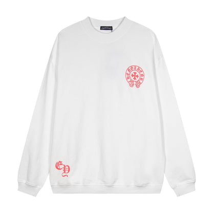 CHROME HEARTS RED HORSE SHOE LOGO SWEATSHIRT WHITE - Sin Sity Reps