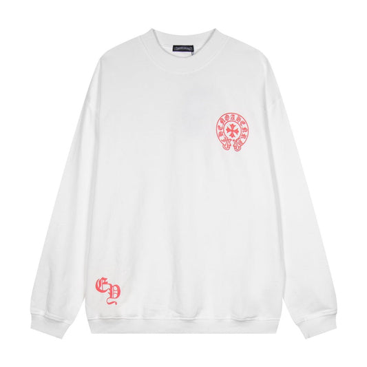 CHROME HEARTS RED HORSE SHOE LOGO SWEATSHIRT WHITE - Sin Sity Reps