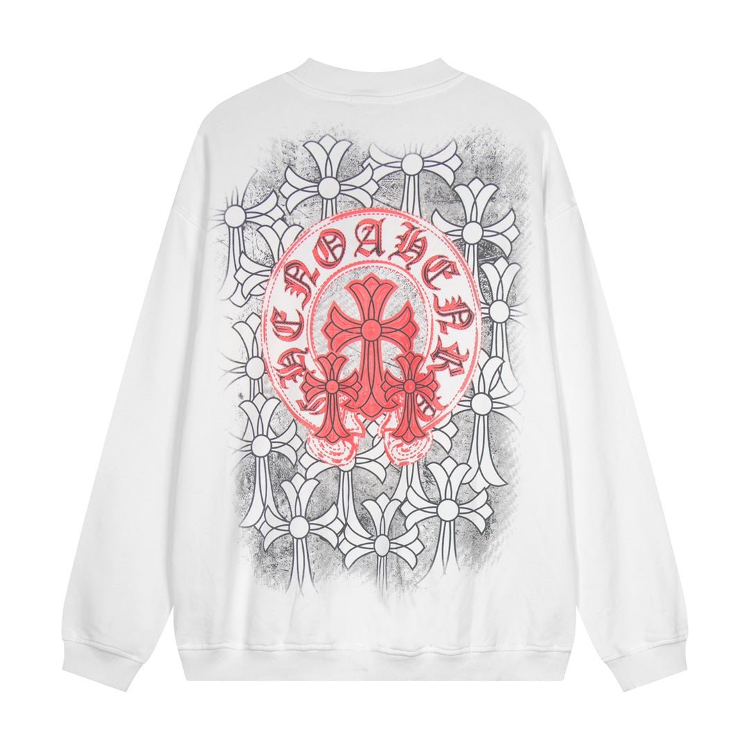 CHROME HEARTS RED HORSE SHOE LOGO SWEATSHIRT WHITE - Sin Sity Reps