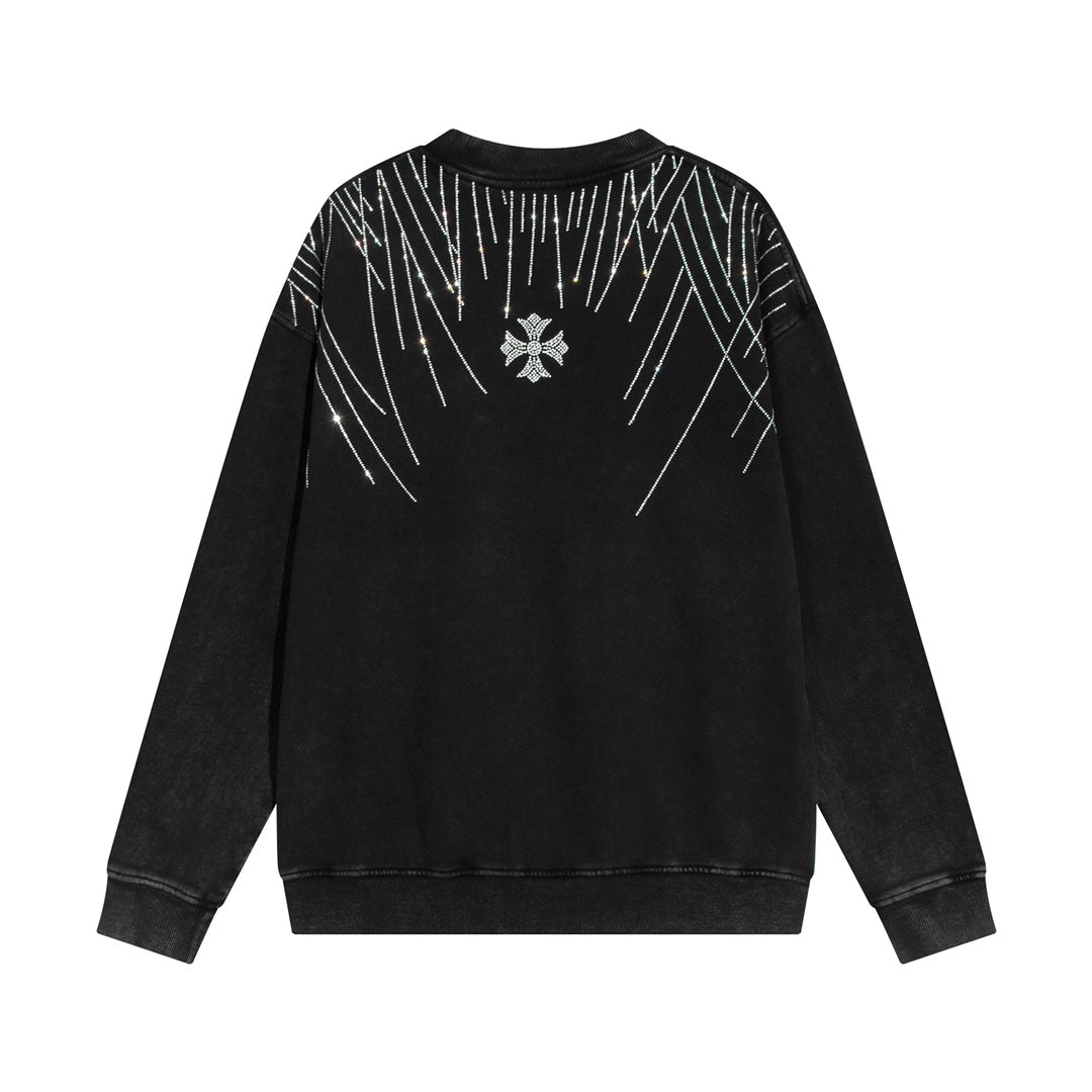 CHROME HEARTS RHINESTONE DESIGN SWEATSHIRT BLACK - Sin Sity Reps