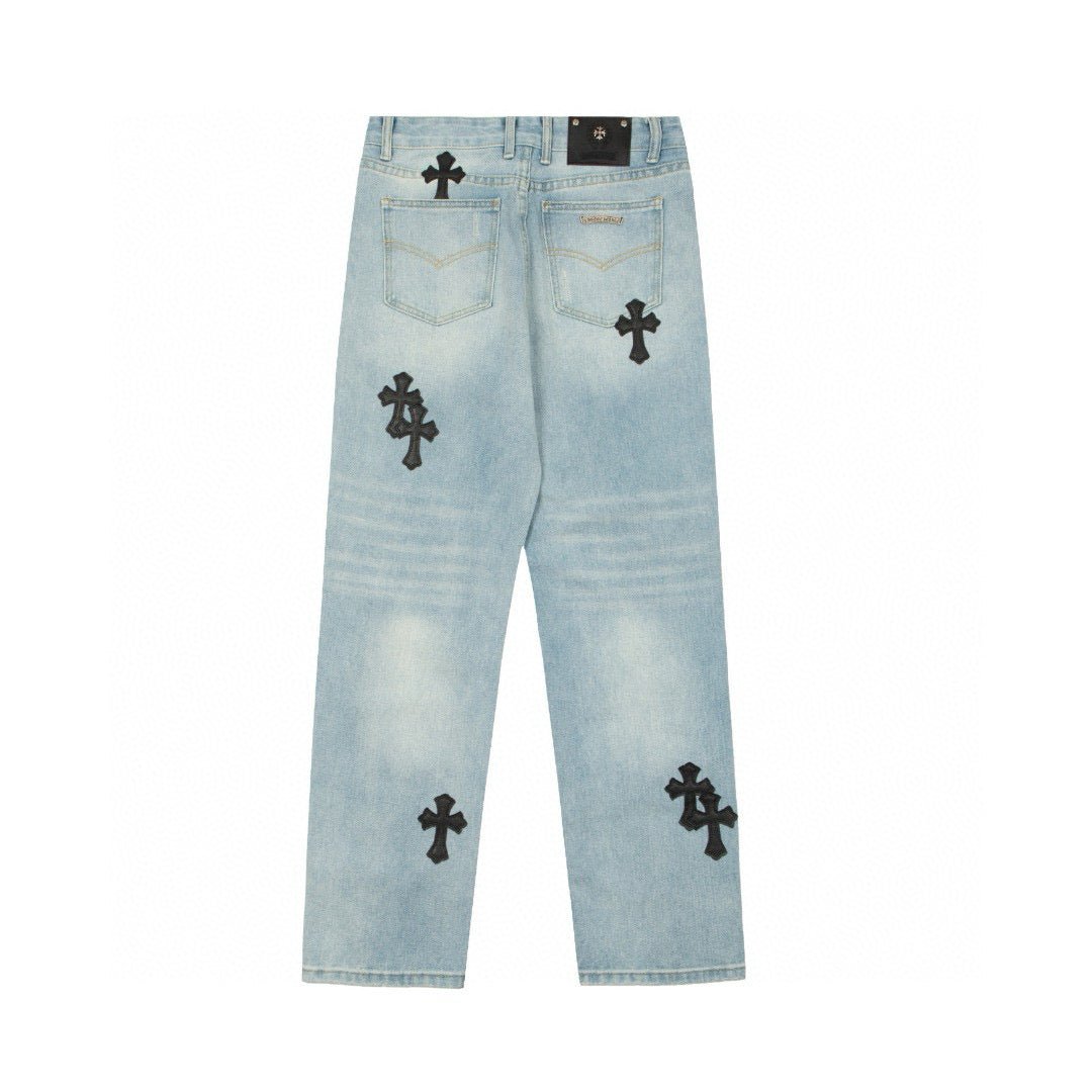 CHROME HEARTS SEX EMBROIDERED JEANS BLUE - Sin Sity Reps